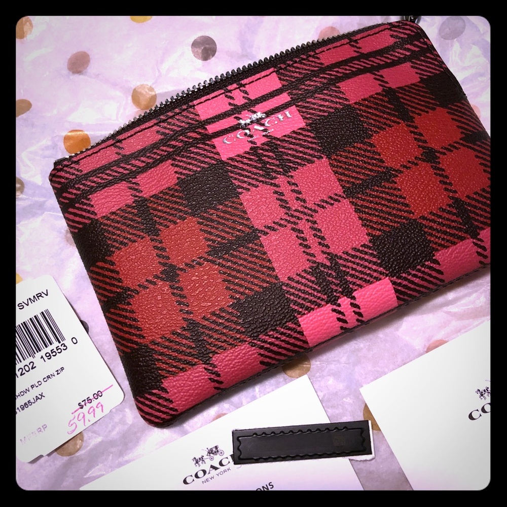 COACH Wristlet pink plaid